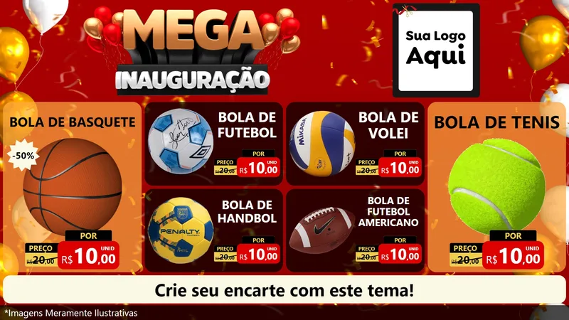 Modelo de TV para TV Horizontal com o tema Mega Inauguração para Artigos Esportivos