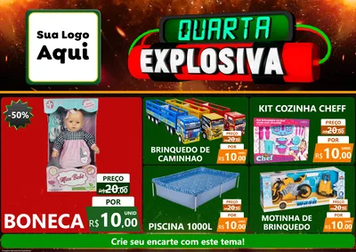 Modelo de Encarte para Encarte A4 Horizontal com o tema Quarta Explosiva para Brinquedos