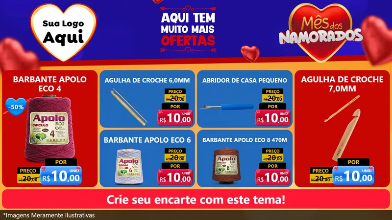 Modelo de TV para TV Horizontal com o tema Mês dos Namorados para Armarinho e Aviamentos