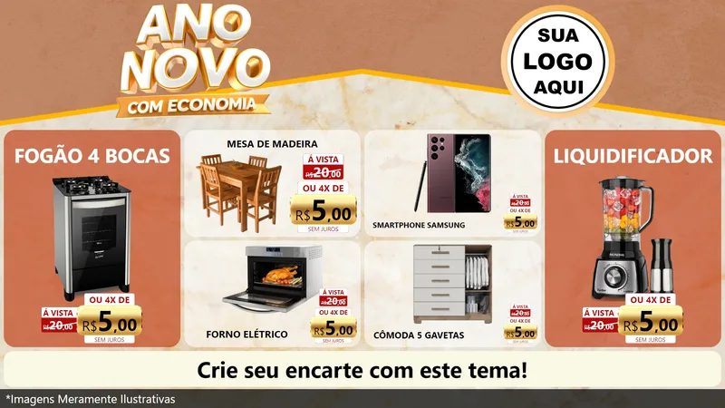 Modelo de TV para TV Horizontal com o tema Ano Novo Com Economia para Móveis e Eletro