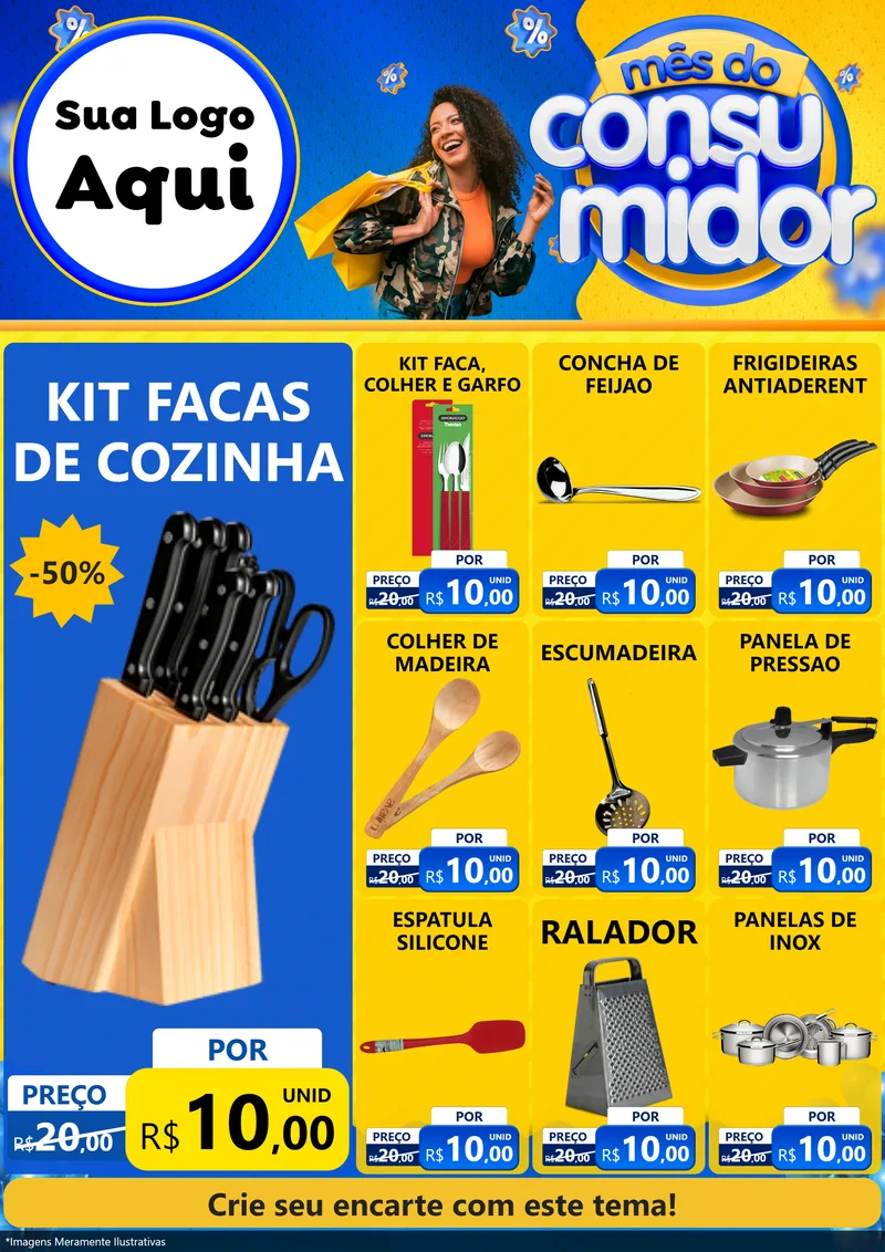 Modelo de Encarte para Encarte A4 Vertical com o tema Mês do Consumidor para Utilidades Domésticas