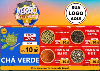 Modelo de Encarte para Encarte A4 Horizontal com o tema Verão de Ofertas para Produtos Naturais