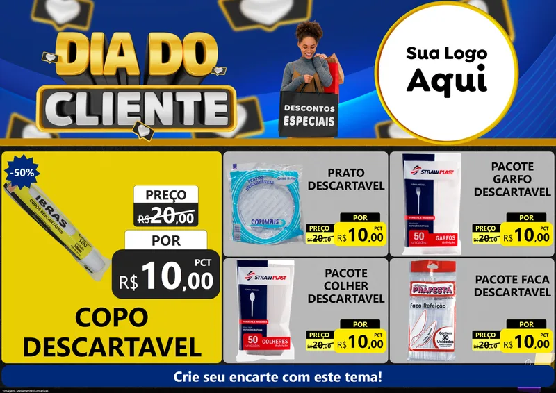 Modelo de Encarte para Encarte A4 Horizontal com o tema Dia Do Cliente para Embalagens