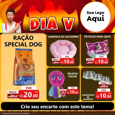 Modelo de Rede Social para Feed Facebook com o tema Dia V para Pet Shop