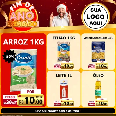 Modelo de Rede Social para Feed Facebook com o tema Fim de Ano Premiado para Supermercado