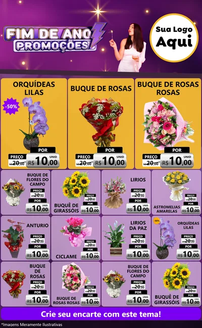 Modelo de Encarte para Encarte Grande com o tema Fim de Ano Promoções para Floricultura e jardim