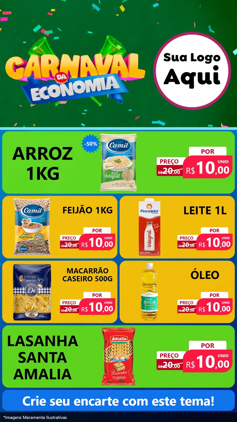 Modelo de TV para TV Vertical com o tema Carnaval da Economia para Supermercado