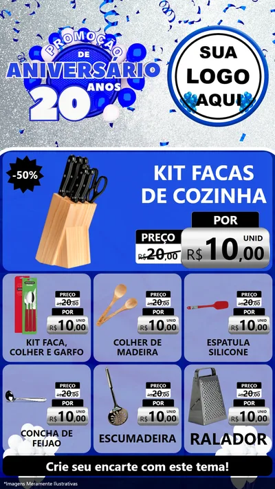 Modelo de Rede Social para Stories com o tema Promoção de Aniversário - 20 Anos para Utilidades Domésticas