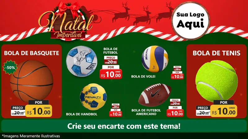 Modelo de TV para TV Horizontal com o tema Natal Imperdível para Artigos Esportivos