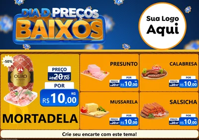 Modelo de Encarte para Encarte A4 Horizontal com o tema Dia D Preço Baixo para Frios e Laticínios