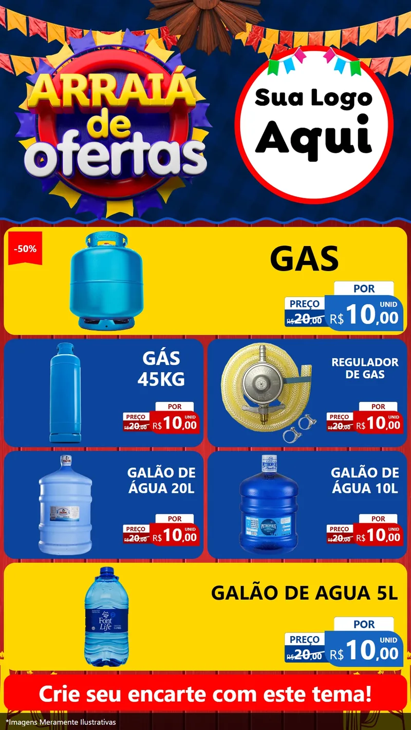 Modelo de TV para TV Vertical com o tema Arraiá de Ofertas para Água e gás