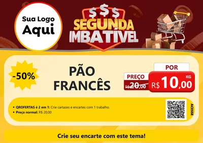 Modelo de Cartaz para Cartaz A4 Horizontal com o tema Segunda Imbatível para Padaria