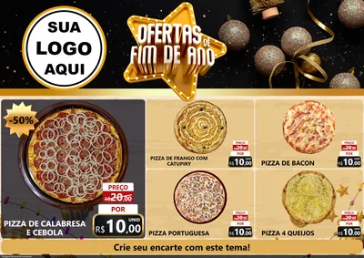 Modelo de Encarte para Encarte A4 Horizontal com o tema Ofertas de Fim de Ano para Pizzaria