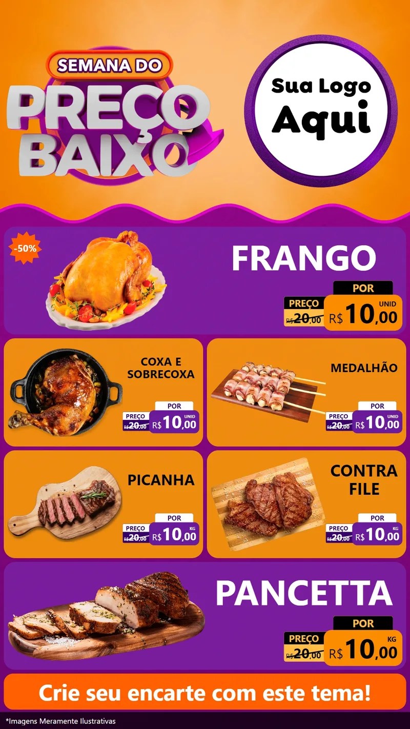 Modelo de TV para TV Vertical com o tema Semana do Preço Baixo para Assados