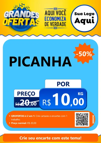 Modelo de Cartaz para Cartaz A4 Vertical com o tema Grandes Ofertas para Açougue