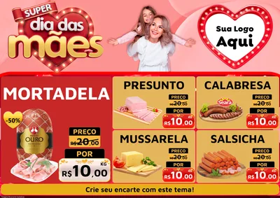 Modelo de Encarte para Encarte A4 Horizontal com o tema Super Dia Das Mães para Frios e Laticínios