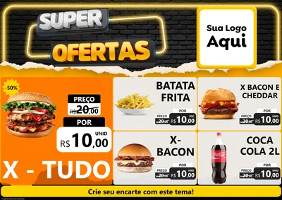 Modelo de Encarte para Encarte A4 Horizontal com o tema Super Ofertas para Hamburgueria