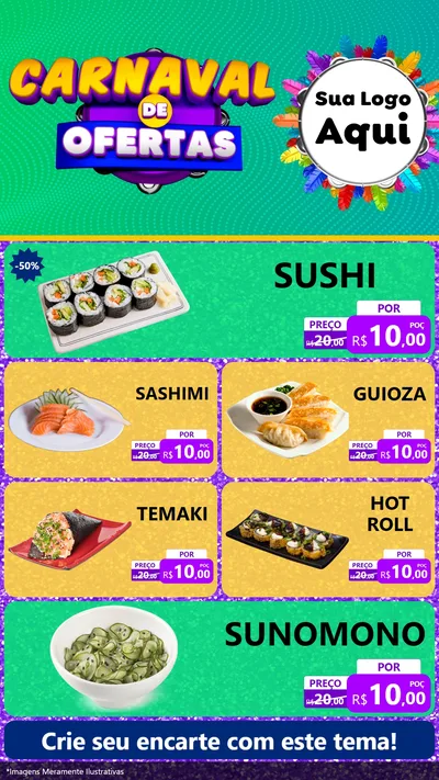 Modelo de TV para TV Vertical com o tema Carnaval de Ofertas para Comida japonesa
