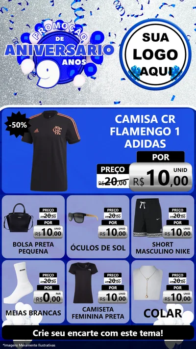 Modelo de Rede Social para Stories com o tema Promoção de Aniversário - 9 Anos para Roupas e acessórios