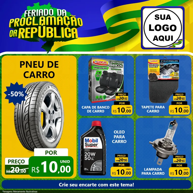 Modelo de Rede Social para Feed Facebook com o tema Feriado da Proclamação da República para Auto peças