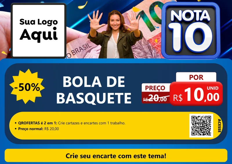 Modelo de Cartaz para Cartaz A4 Horizontal com o tema Nota 10 para Artigos Esportivos