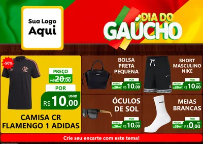 Modelo de Encarte para Encarte A4 Horizontal com o tema Dia do Gaúcho para Roupas e acessórios