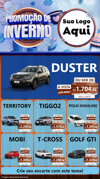 Modelo de Rede Social para Stories com o tema Promoção de Inverno para Concessionaria de Carros