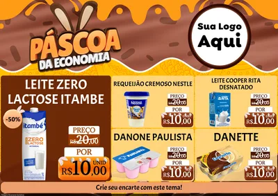 Modelo de Encarte para Encarte A4 Horizontal com o tema Páscoa da Economia para Frios e Laticínios