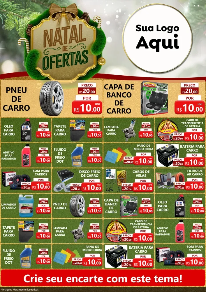 Modelo de Encarte para Encarte A4 Vertical com o tema Ofertas de Natal para Auto peças