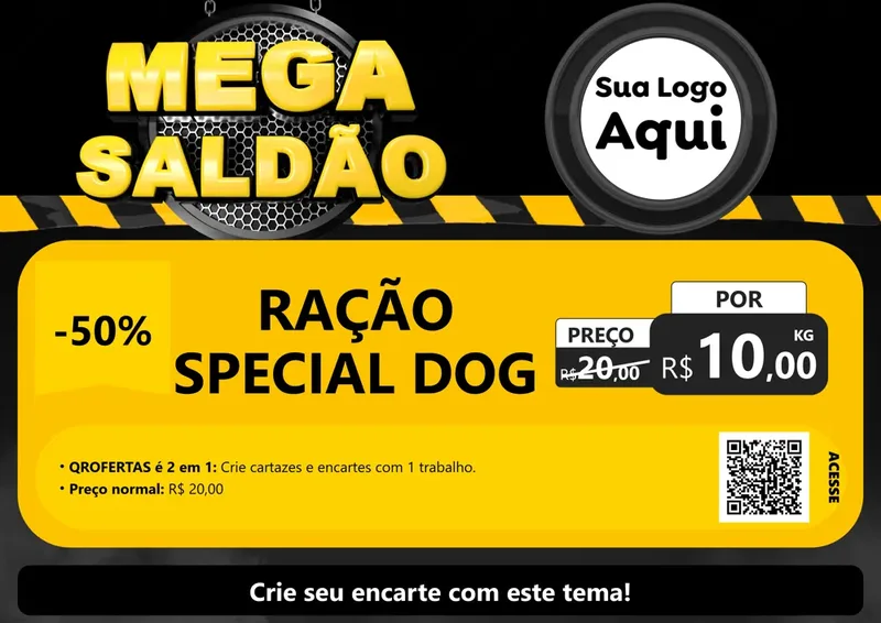 Modelo de Cartaz para Cartaz A4 Horizontal com o tema Mega Saldão para Pet Shop