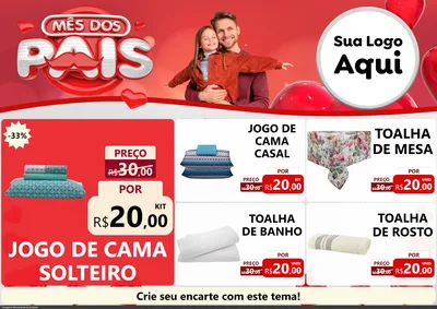 Modelo de Encarte para Encarte A4 Horizontal com o tema Mês dos Pais para Cama, Mesa e Banho