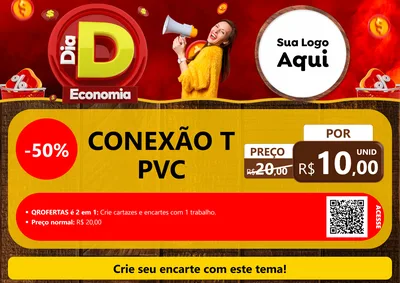 Modelo de Cartaz para Cartaz A4 Horizontal com o tema Dia D Economia para Tubos e conexões