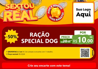 Modelo de Cartaz para Cartaz A4 Horizontal com o tema Sextou do Real para Pet Shop