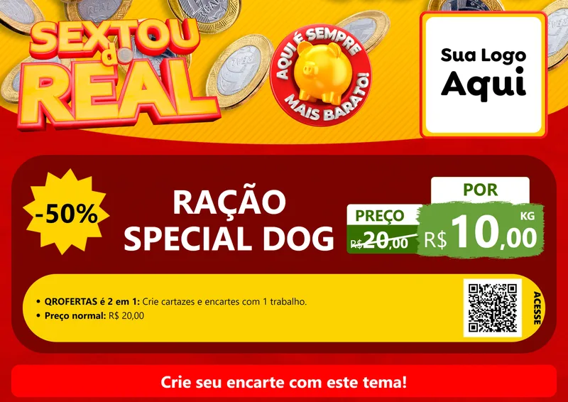 Modelo de Cartaz para Cartaz A4 Horizontal com o tema Sextou do Real para Pet Shop