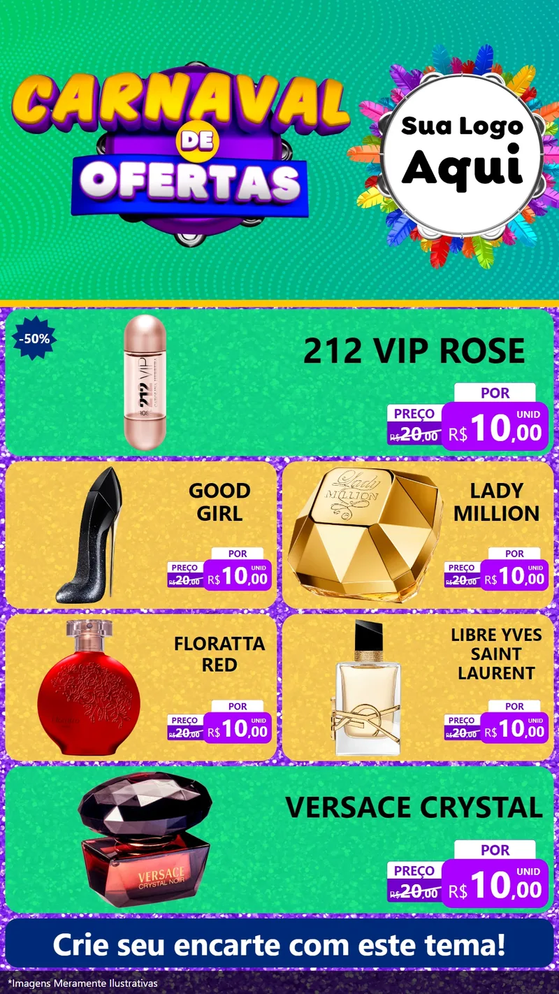 Modelo de TV para TV Vertical com o tema Carnaval de Ofertas para Perfumes