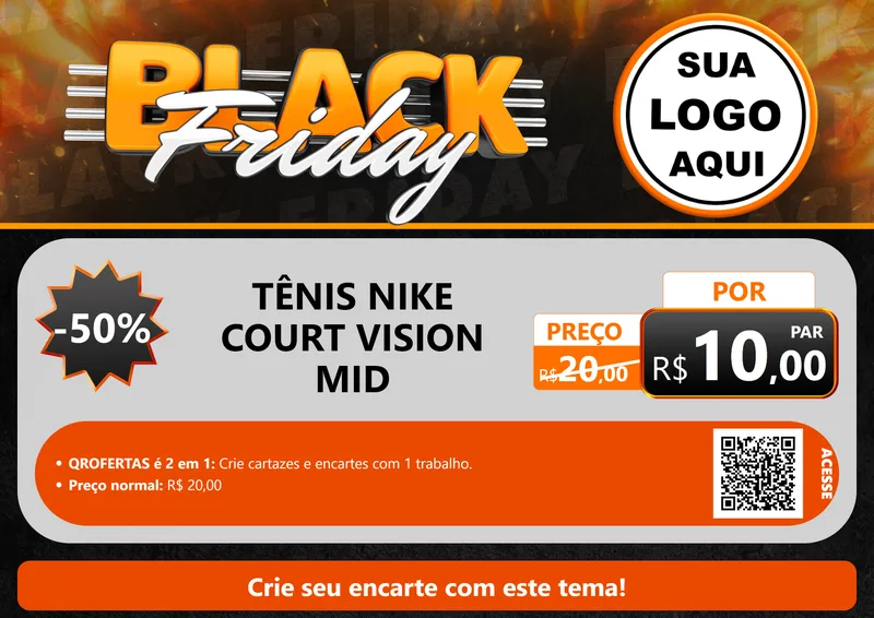 Modelo de Cartaz para Cartaz A4 Horizontal com o tema Black Friday para Calçados