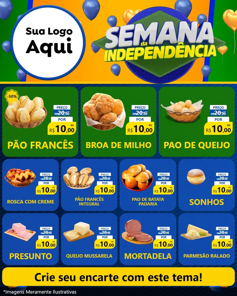 Modelo de Rede Social para Feed Instagram com o tema Semana da Independência para Padaria