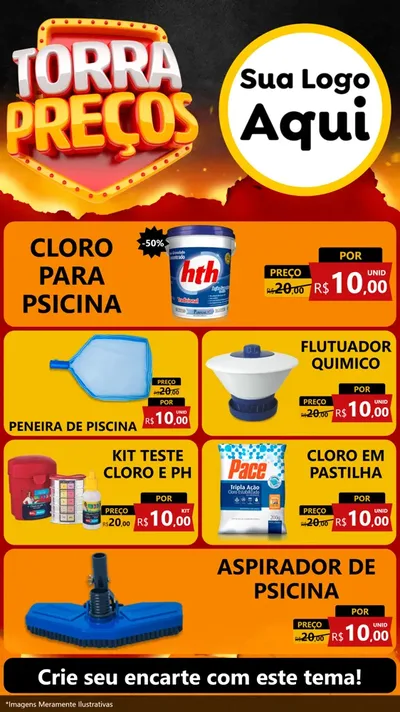 Modelo de TV para TV Vertical com o tema Torra Preços para Produtos para Piscina
