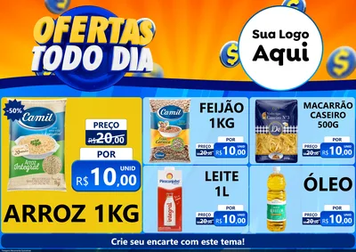Modelo de Encarte para Encarte A4 Horizontal com o tema Ofertas Todo Dia para Supermercado