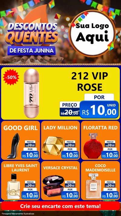 Modelo de Rede Social para Stories com o tema Descontos Quentes de Festa Junina para Perfumes