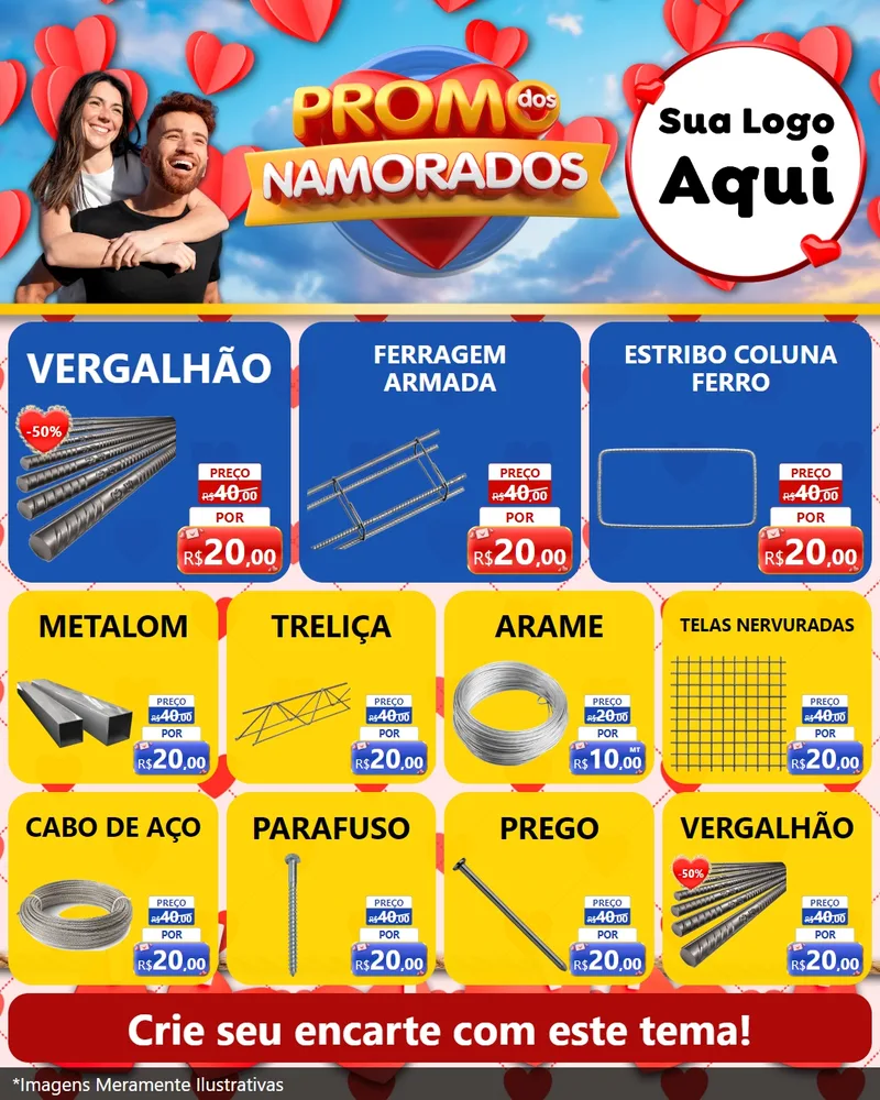 Modelo de Rede Social para Feed Instagram com o tema Promo dos Namorados para Ferragens