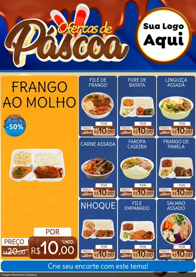 Modelo de Encarte para Encarte A4 Vertical com o tema Ofertas de Páscoa para Restaurante