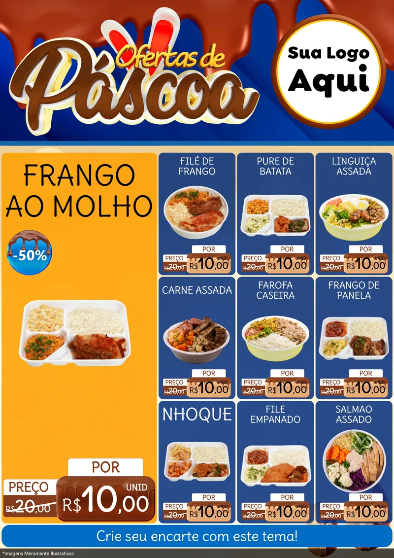 Modelo de Encarte para Encarte A4 Vertical com o tema Ofertas de Páscoa para Restaurante