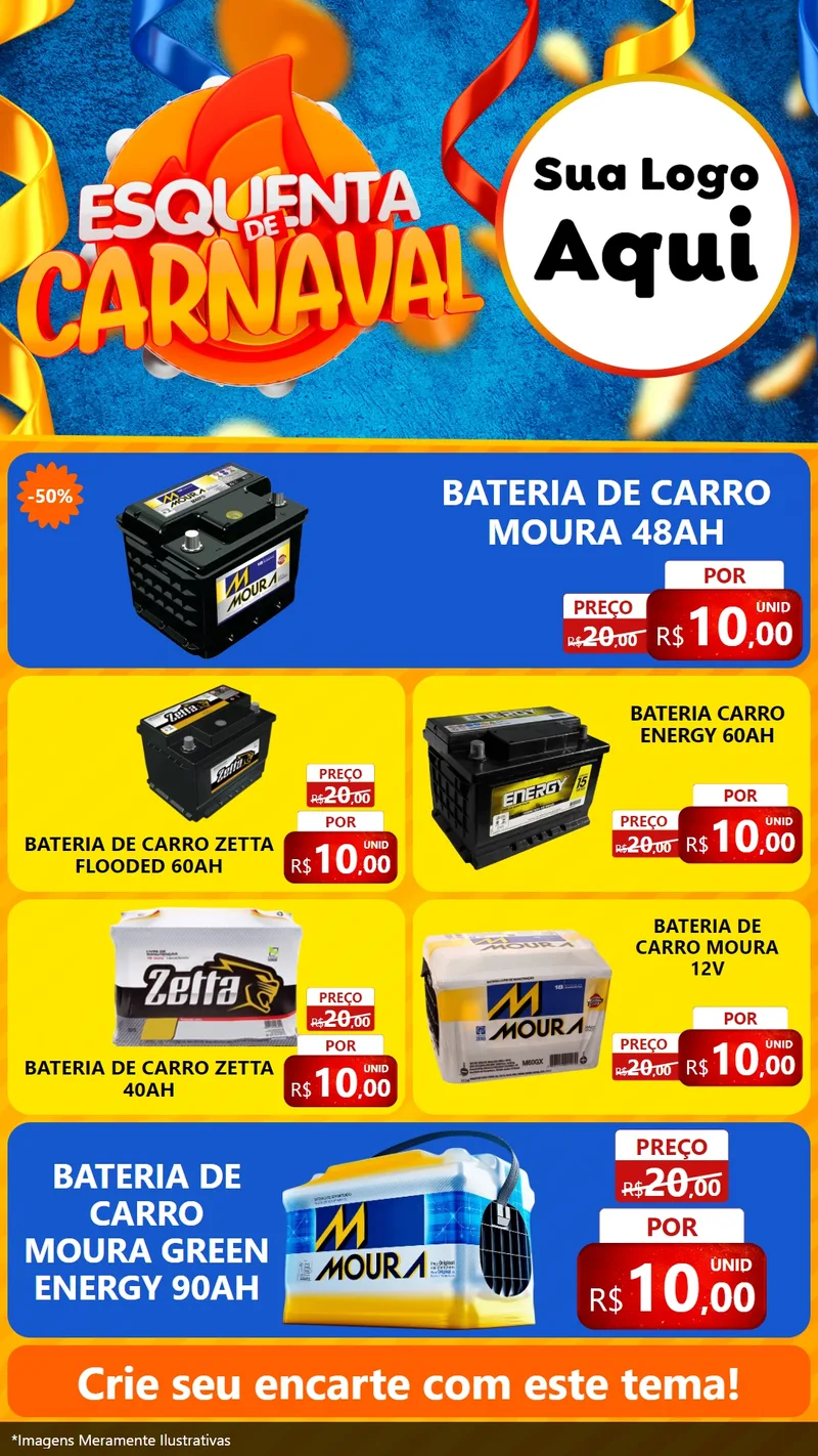 Modelo de TV para TV Vertical com o tema Esquenta de Carnaval para Baterias Elétricas