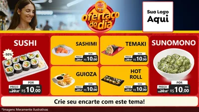 Modelo de TV para TV Horizontal com o tema Ofertaço Do Dia para Comida japonesa
