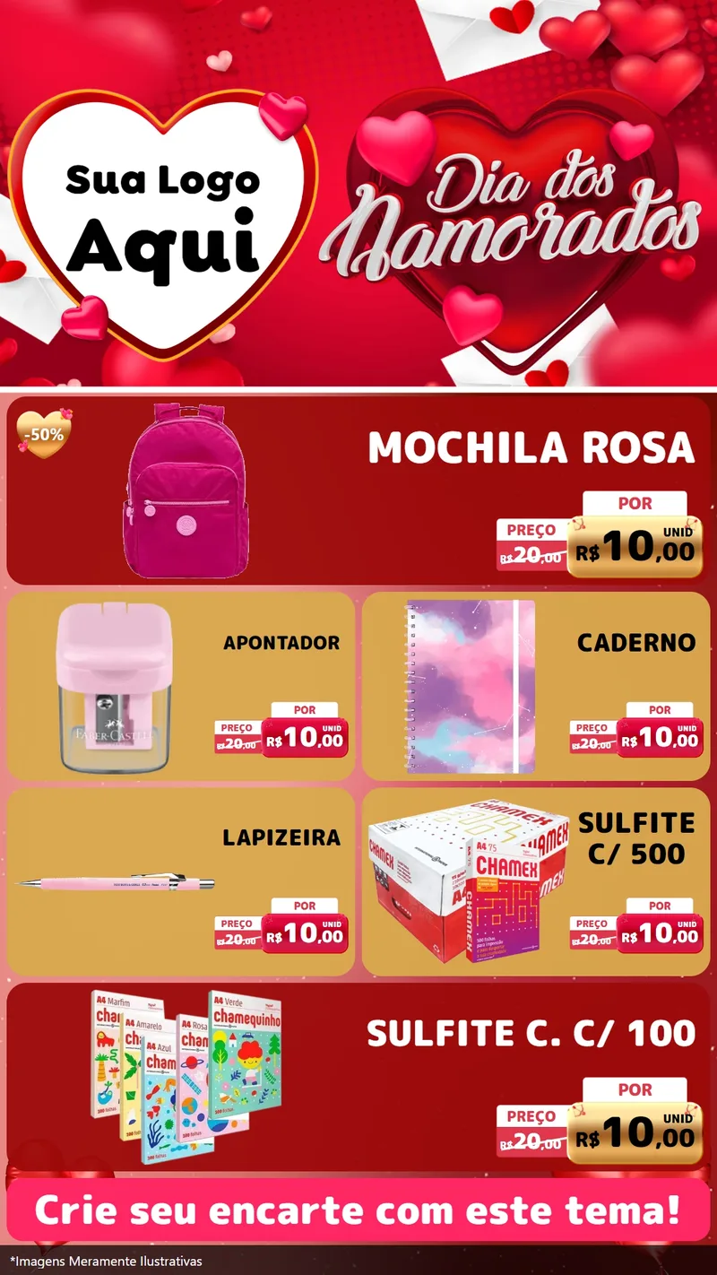 Modelo de TV para TV Vertical com o tema Dia Dos Namorados para Papelaria