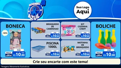 Modelo de TV para TV Horizontal com o tema Novembro Azul para Brinquedos