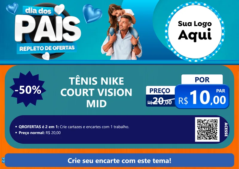 Modelo de Cartaz para Cartaz A4 Horizontal com o tema Dia Dos Pais Repleto de Ofertas para Calçados
