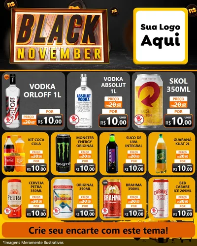 Modelo de Rede Social para Feed Instagram com o tema Black November para Distribuidora de bebidas