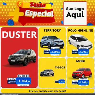 Modelo de Rede Social para Feed Facebook com o tema Sexta Mais Especial para Concessionaria de Carros